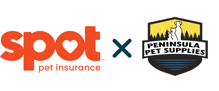 Logos of Spot Pet Insurance and Peninsula Pet Supplies are side by side.